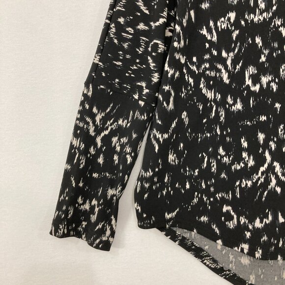 Sympli size 6 Black White Abstract Stretch Knit Dolman Sleeve Relaxed Blouse - Picture 4 of 9